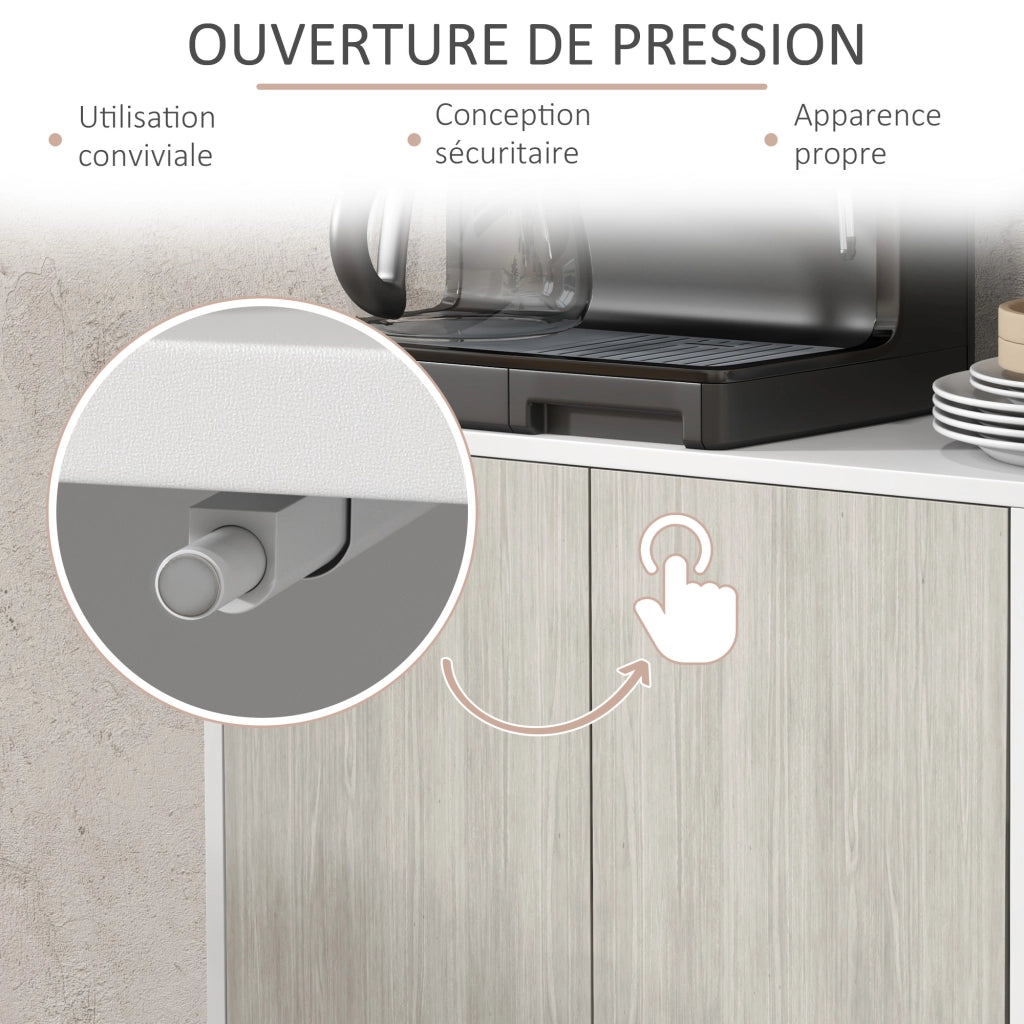 Credenza cucina con 2 ante e ripiani regolabili ¨C Xylo ¨C Bianco e grigio effetto legno 121x37x75cm