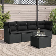 Set Divani da Giardino 5 pz con Cuscini in Polyrattan Nero 3217235