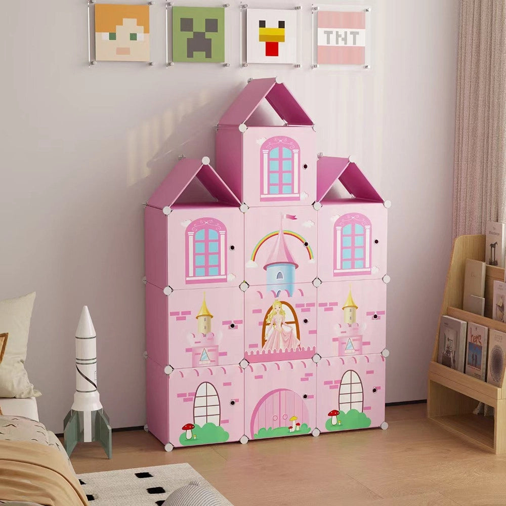 Trade Shop - Armadio Modulare Per Bambini Mobile Portaoggetti Giochi Organizer A Castello Con 10 Cubi -