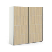 Guardaroba 2 ante Accadia, Mobile camera da letto, Cabina armadio portabiti, Armadio appendiabiti, 182x64 h202 cm, Quercia e Bianco