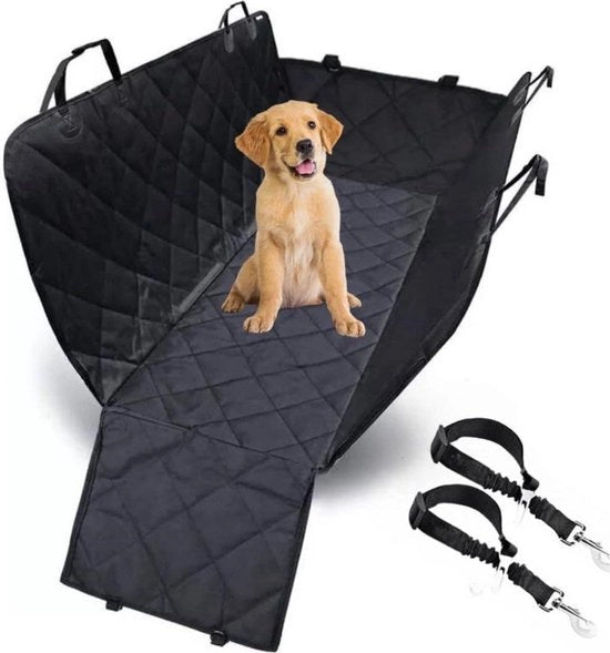 Copriporta impermeabile per sedile posteriore dell'auto - Protezione del baule per animali - Copriporta per cani con due funi da passeggio comprese 137 x 147 cm