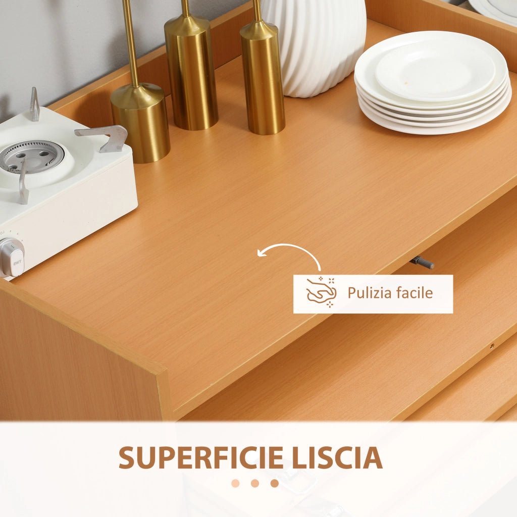 EasyComfort Tavolo Pieghevole da Pranzo max 5 Persone in Truciolato e Acciaio, 84x180x100 cm, color Legno
