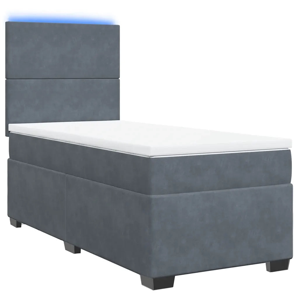 Giroletto a Molle con Materasso Grigio Scuro 80x200 cm Velluto