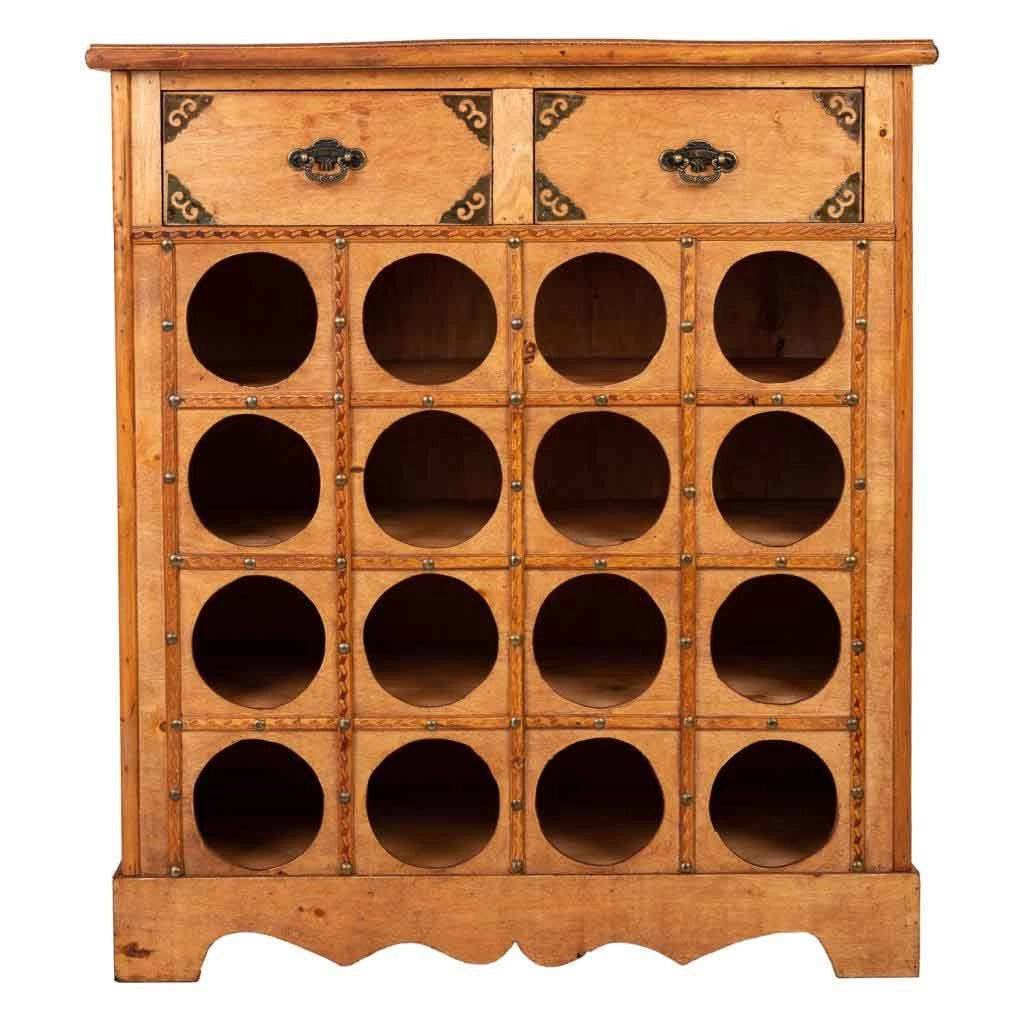Mobile portavini in legno color miele 63x31x69,5h