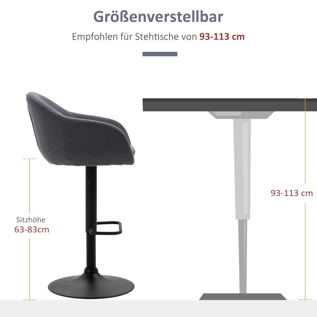 Sgabello da Bar con Poggiapiedi ¨C Xylo ¨C Tessuto Effetto Lino Grigio 54x54x112 cm