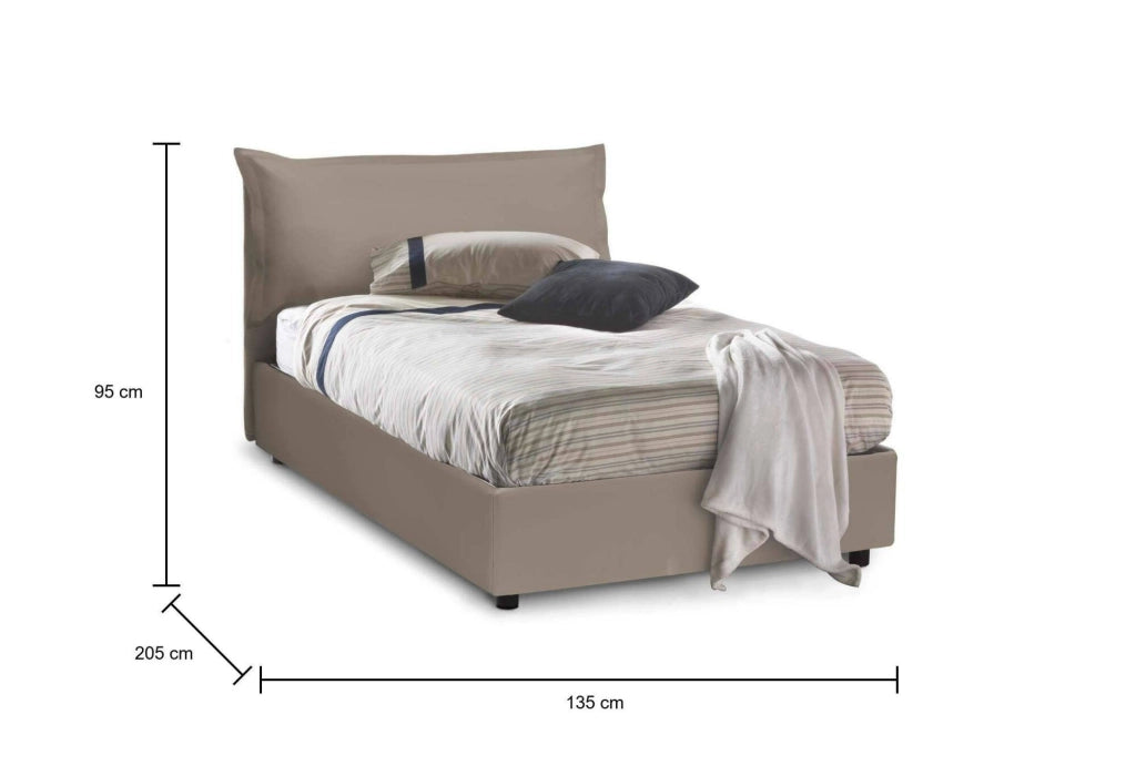 Cistus, Letto Piazza e Mezza Materasso Incluso Made in Italy, Grigio Tortora