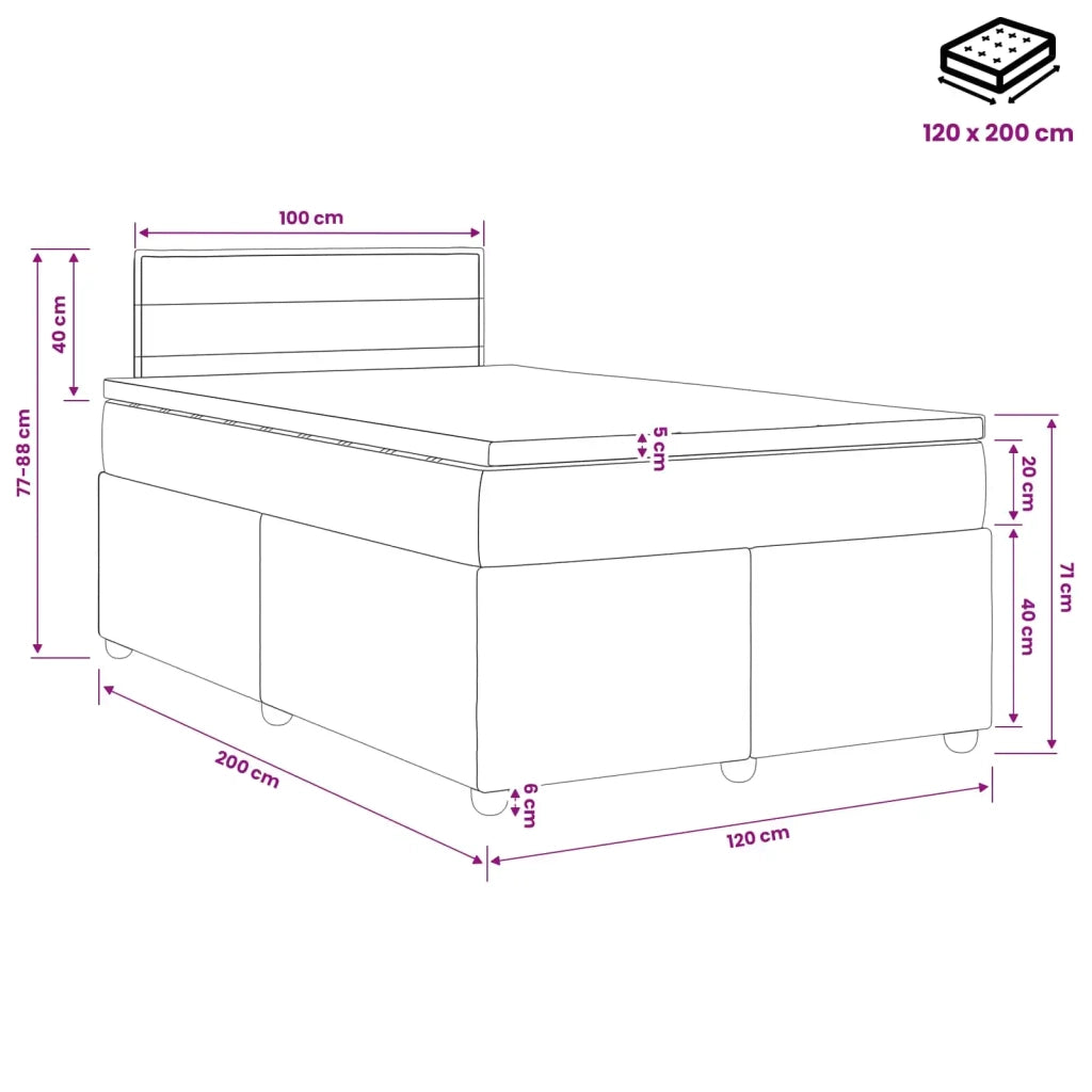 Letto box spring con materasso Blu 120 x 200 cm Tessuto 3450929