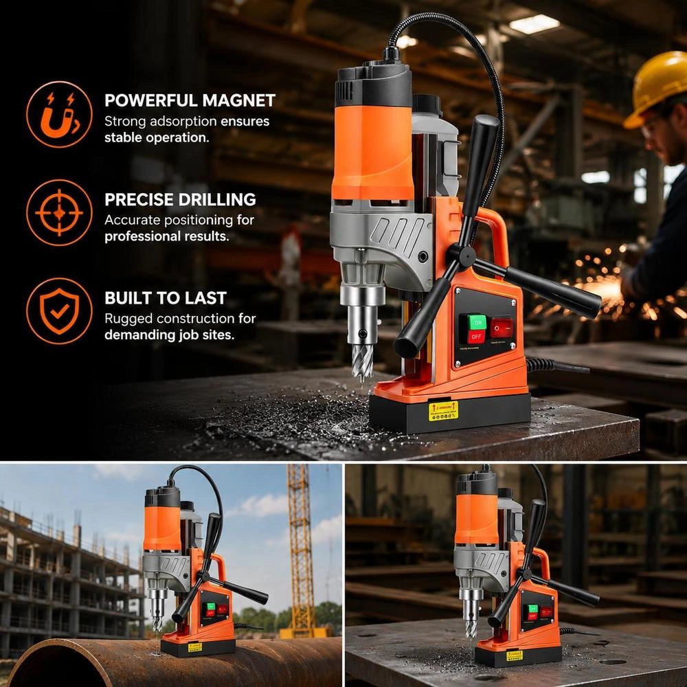 Professional Core Drilling Machine, Magnetic Drilling Machine, Magnetic Force 12500 N, 850 Rpm, 1450 W, Magnetic Drilling Machine, 40 Mm Max. Drilling Diameter, Magnetic Core Drilling System For Shipbuilding, Bridge Construction, Etc. Orange