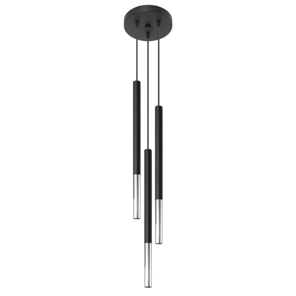 Lampada a sospensione VITREO 3 luci nero/cromo Pure Lume