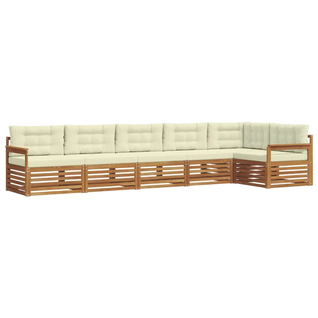 Set di divani da esterno con cuscino 6 pcs Naturale e Crema