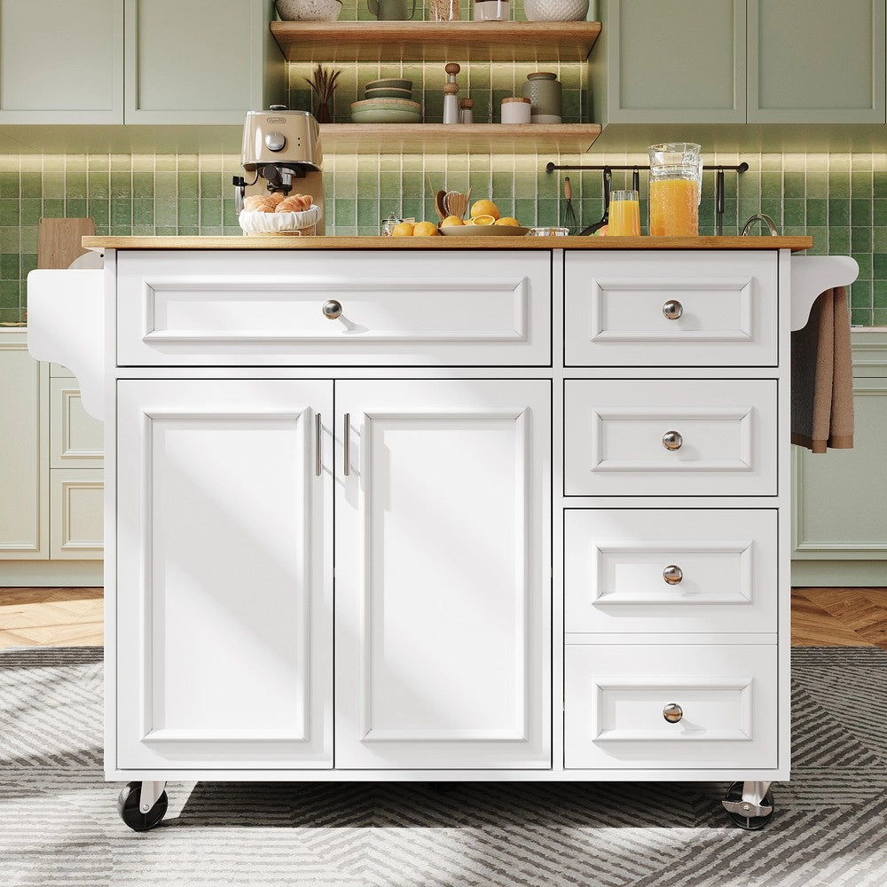 Isola Cucina Multifunzionale con Buffet ¨C Xylo ¨C Bianco, 110x45-75x92 cm