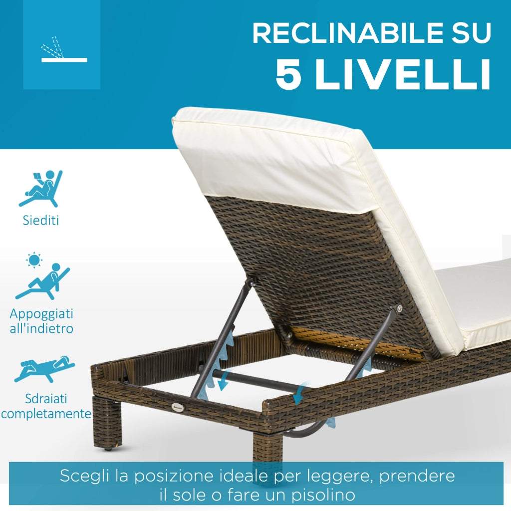 Lettini prendisole set 2 pezzi in rattan ¨C zephmum ¨C grigio, polyrattan, 196x60x22