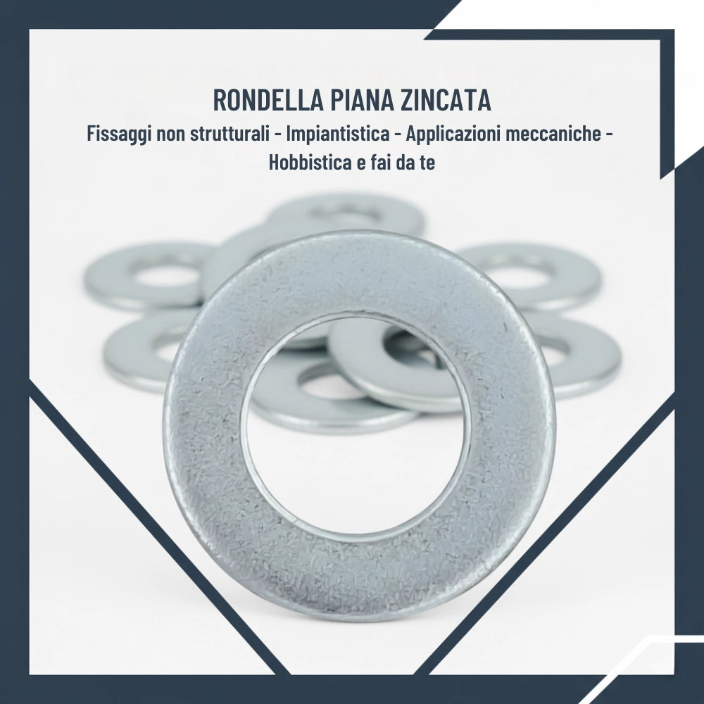 Rondella piana zincata bianca Ø 14 mm pezzi 10