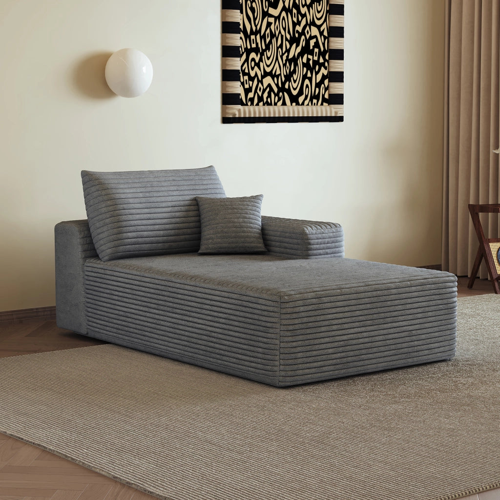 DIVANO LETTO Chaise lounge reversibile grigio in tessuto, senza montaggio