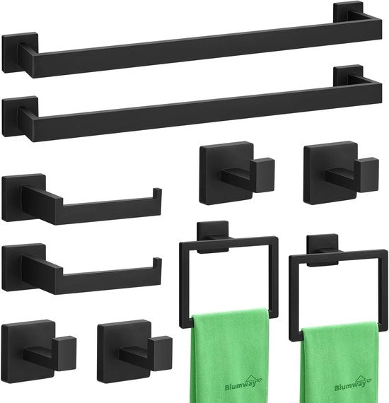 Set accessori da bagno 10 pezzi in acciaio inossidabile SUS304, 60 cm, set hardware da bagno, sospensione per carta igienica, sospensione per asciugamano da bagno, fissaggio alla parete