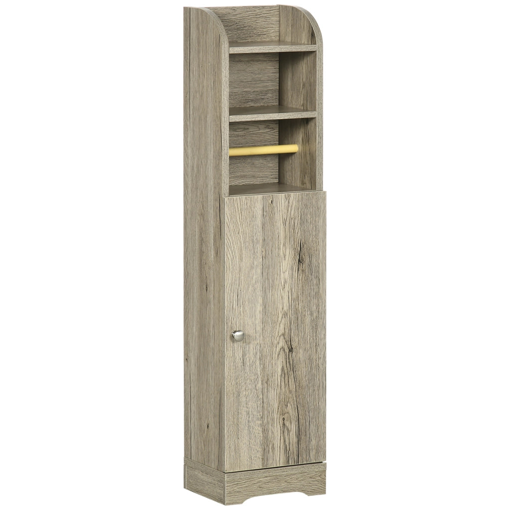 Mobiletto da bagno con ripiano, 2 scomparti e ante ¨C zephmum ¨C grigio 23x18x100 cm