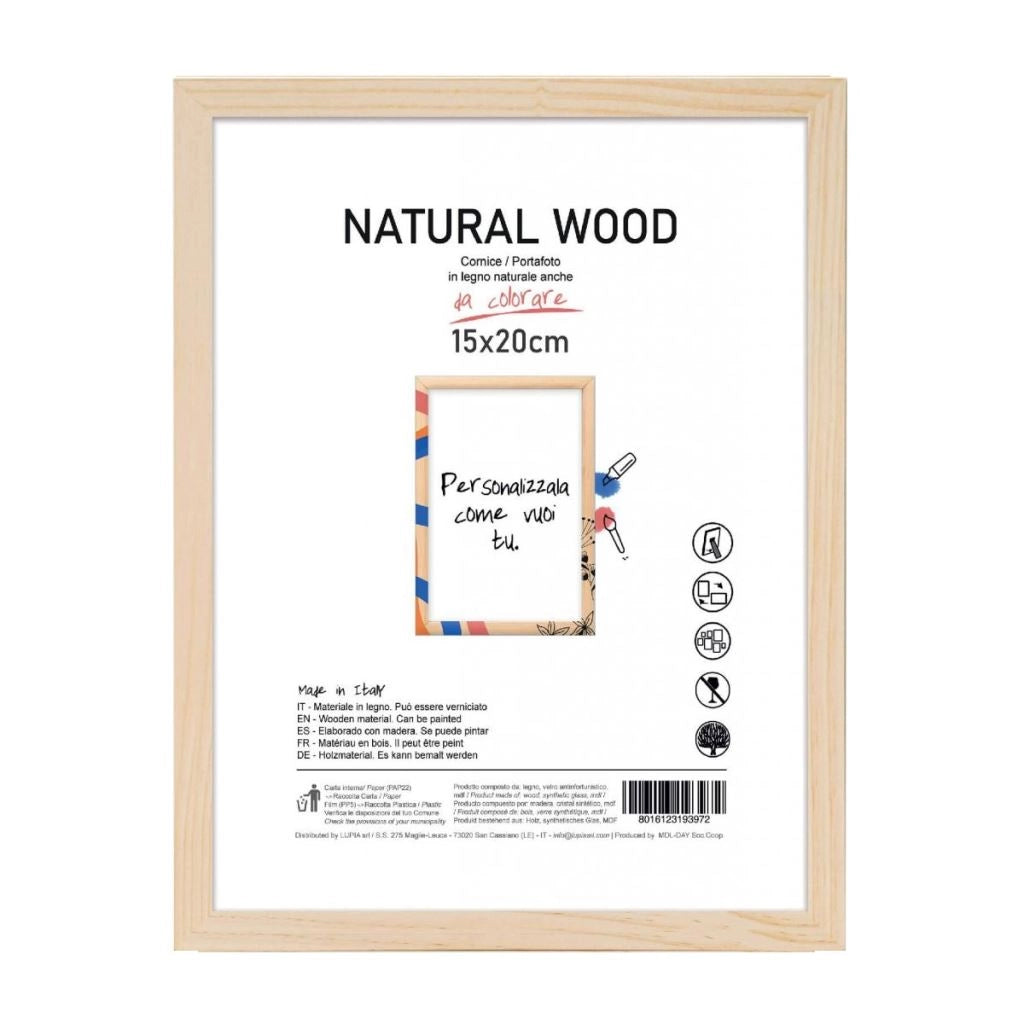 Cornice Portafoto da Appoggio Natural Wood con Piede 15 x 20 cm