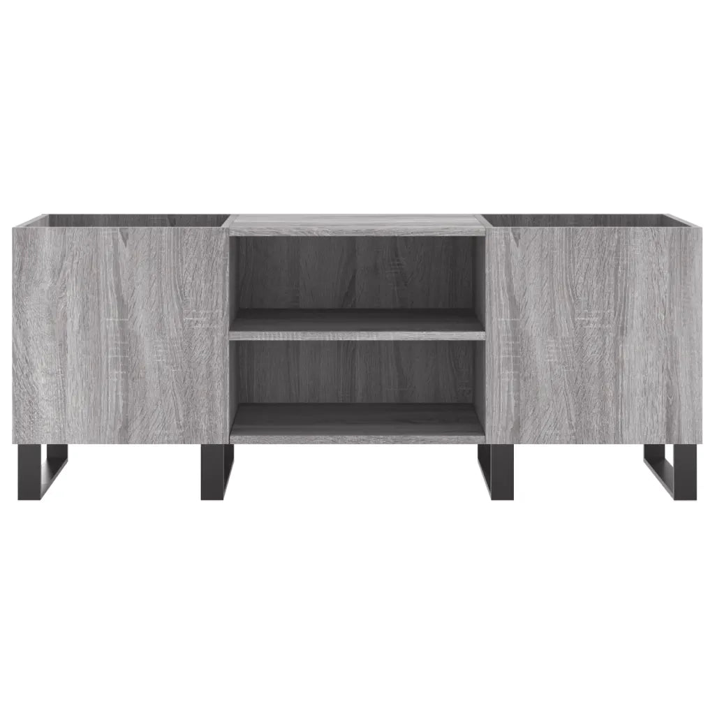 Mobile porta dischi pratico e robusto 121 x 38 x 48 cm stile industriale legno composito grigio 02_0049099