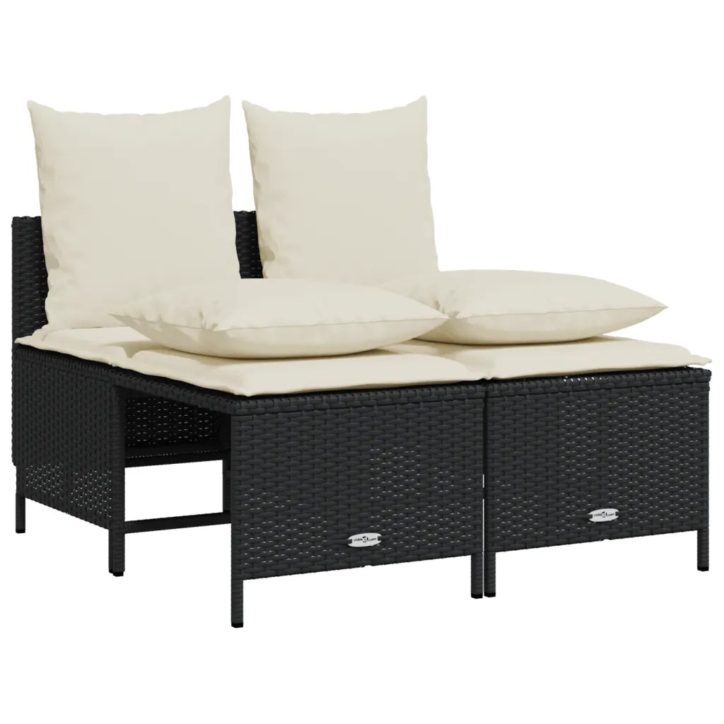 Set Divani da Giardino 4 pz con Cuscini Nero in Polyrattan 368380
