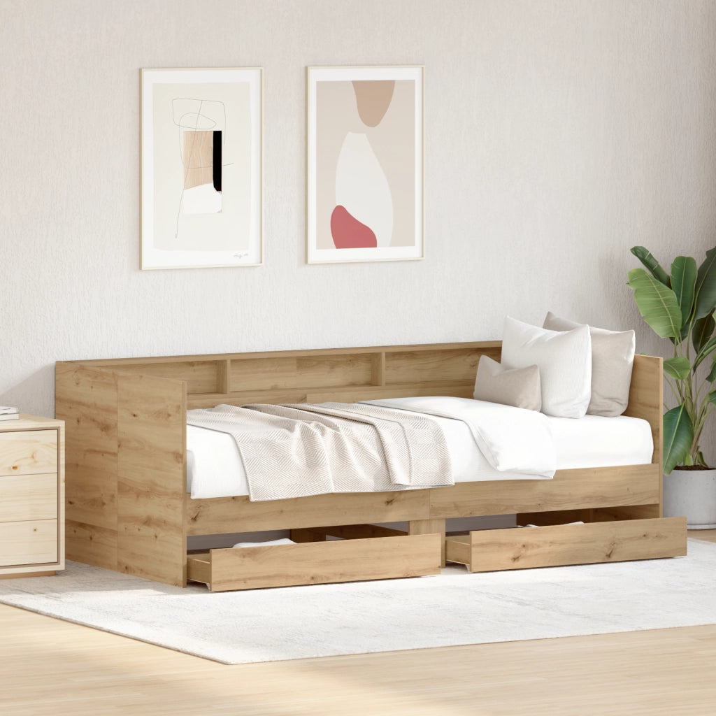 Letto Giorno con Cassetti Rovere Artigianale Legno Ingegnerizzato