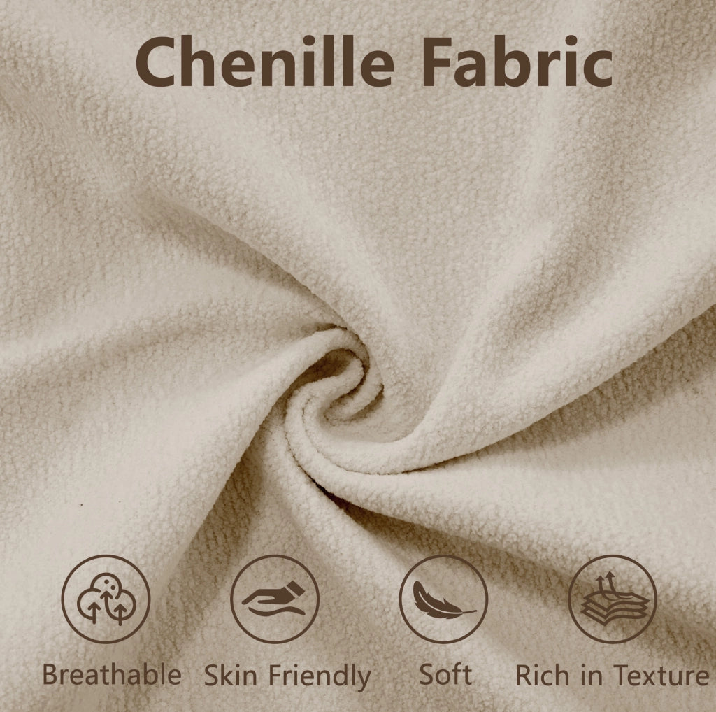 Divano modulare angolare a forma di U in chenille vintage marrone chiaro, 4 posti con pouf mobile