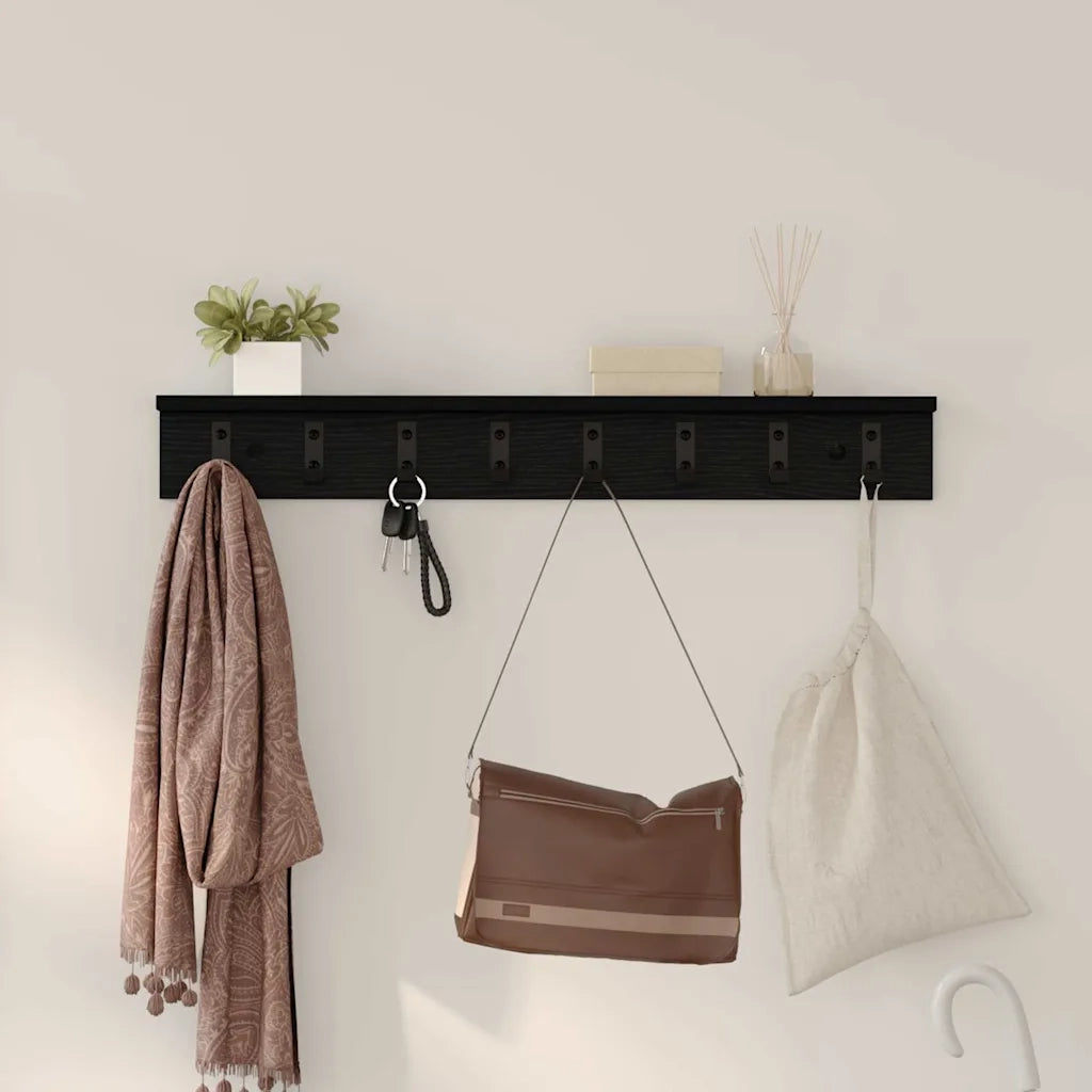 Appendiabiti a muro Rovere Nero 80 x 10,5 x 10,5 cm 874364