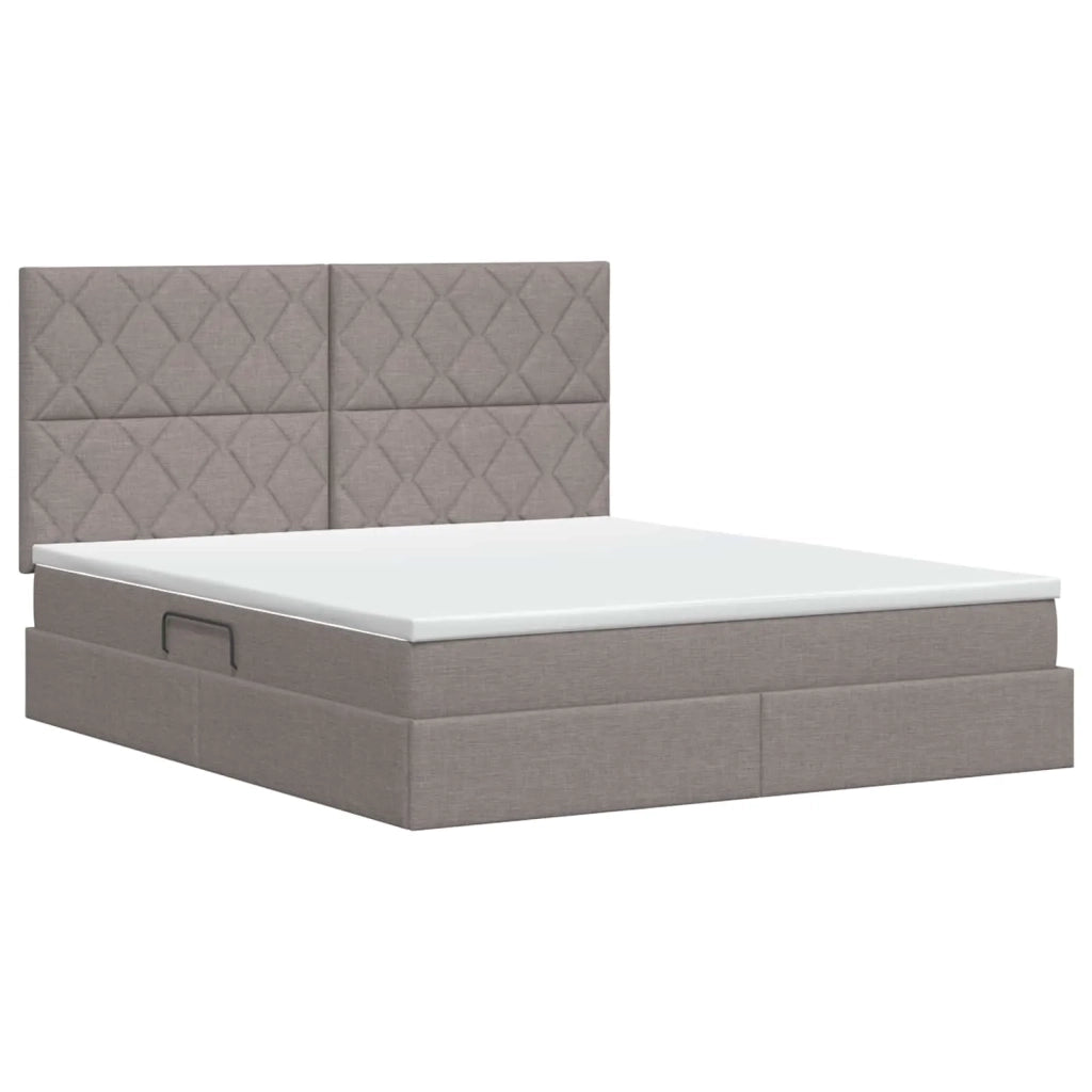 Letto con contenitore e materasso Tortora 140 x 200 cm Tessuto 3459573