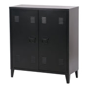 Armadio armadietto per ufficio mobiletto portaoggetti per ufficio officina camera da letto mobiletto per ufficio in metallo con 2 ante 90 x 80 x 33 cm nero opaco 03_0006341