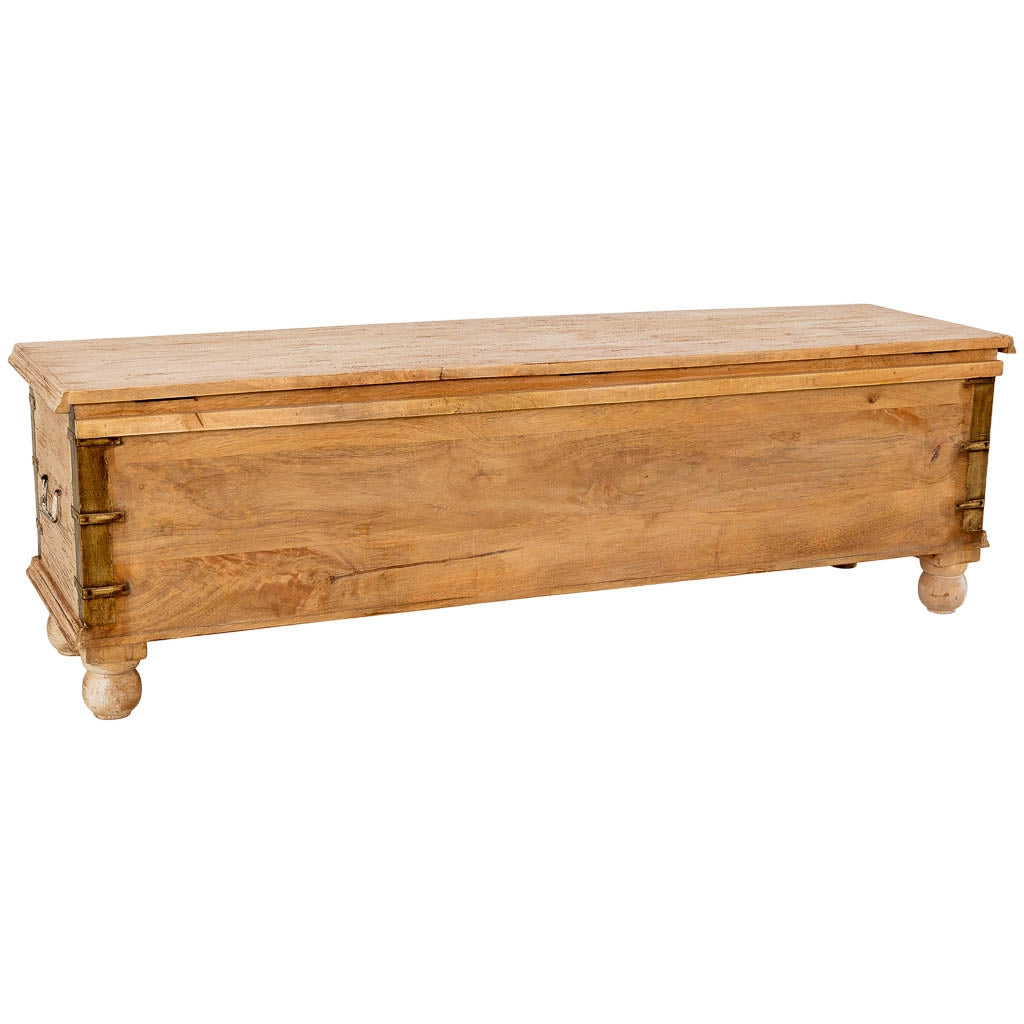 Baule in legno bianco, fatto a mano, 146x40x46h cm
