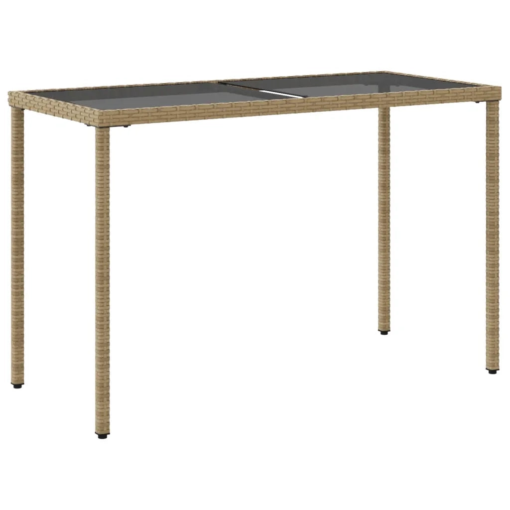 Tavolo da Giardino con Piano Vetro Beige 115x54x74cm Polyrattan 365075