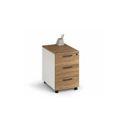 Cassettiera tre cassetti  da ufficio con ruote e serratura  colore Noce Naturale H40x58x55cm
