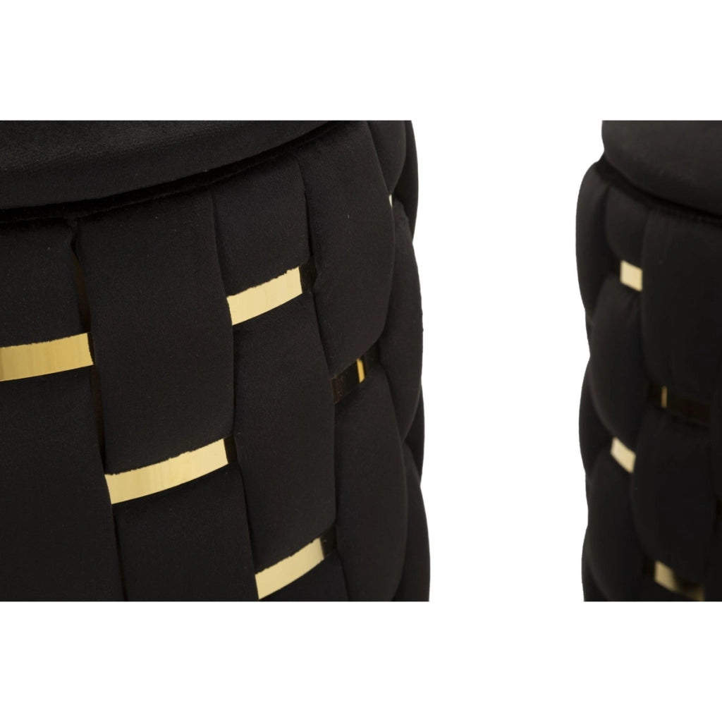 Set di 2 Pouf VKH872, Nero, Poliestere, 37x37x42 cm