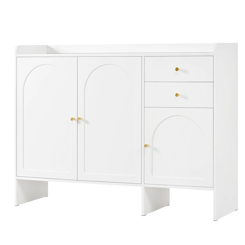 Scarpiera con 3 Ante e 2 Cassetti ¨C MINIMAL ¨C Bianco, Metallo, 120x90x35 cm