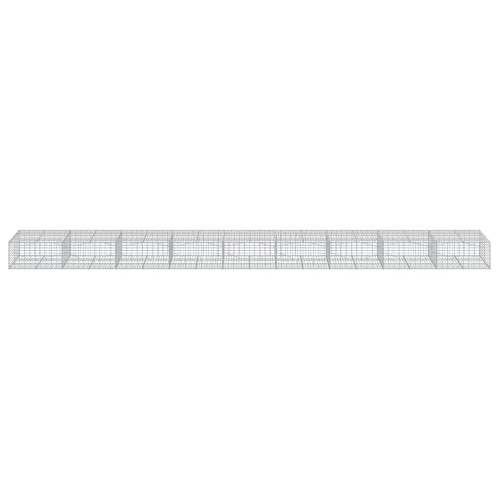 Cesto gabbione recinzione gabbia muro di contenimento con coperchio 900 x 100 x 50 cm ferro zincato argento 02_0040212