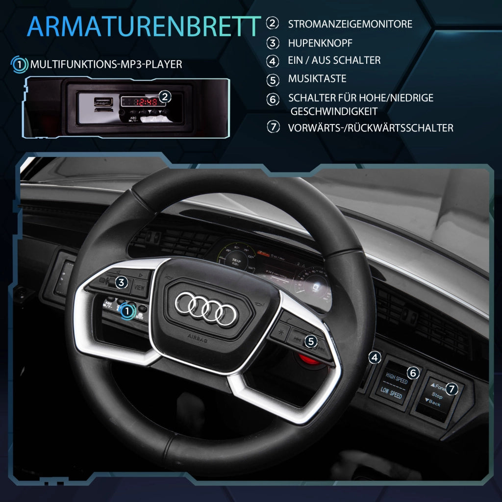 Auto elettrica per bambini 12V Audi E-tron ¨C Xylo ¨C con telecomando, cintura di sicurezza, nero