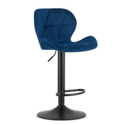 Sgabello West in velluto blu notte con base nera girevole