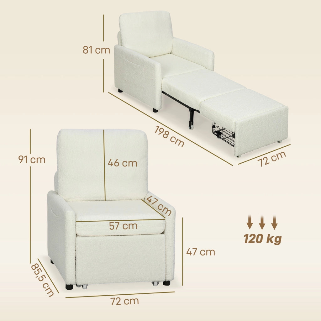 Poltrona letto con contenitore ¨C Zephmum ¨C Cr¨¨me 72x85.5x91 cm