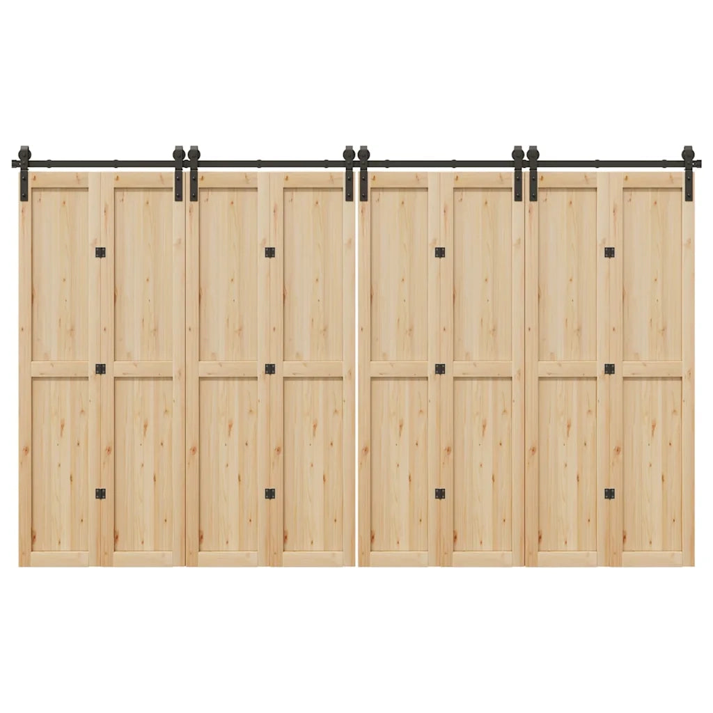 Kit di Binari per Porte Scorrevoli 366 cm Acciaio Nero CFW9918259