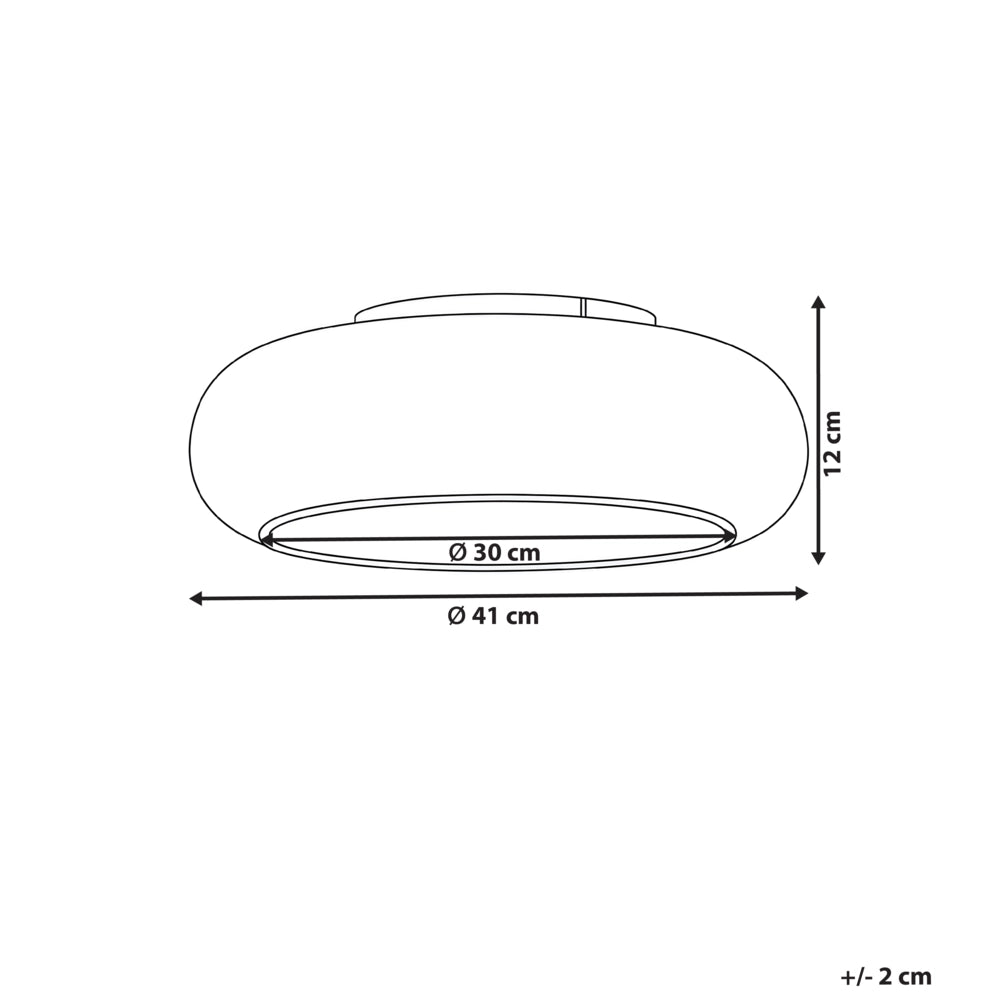 Lampada da soffitto con luci LED integrate, paralume in vetro a forma di anello, base in metallo con dimmer trasparente