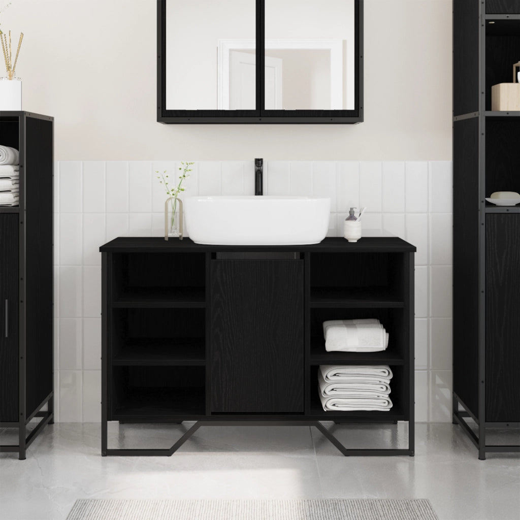 Armadio per Lavello da Bagno Quercia Nera 91x35x60 cm Legno Ingegnerizzato