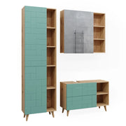 Vicco Set di mobili da bagno Verde menta 3 parti, con colonna