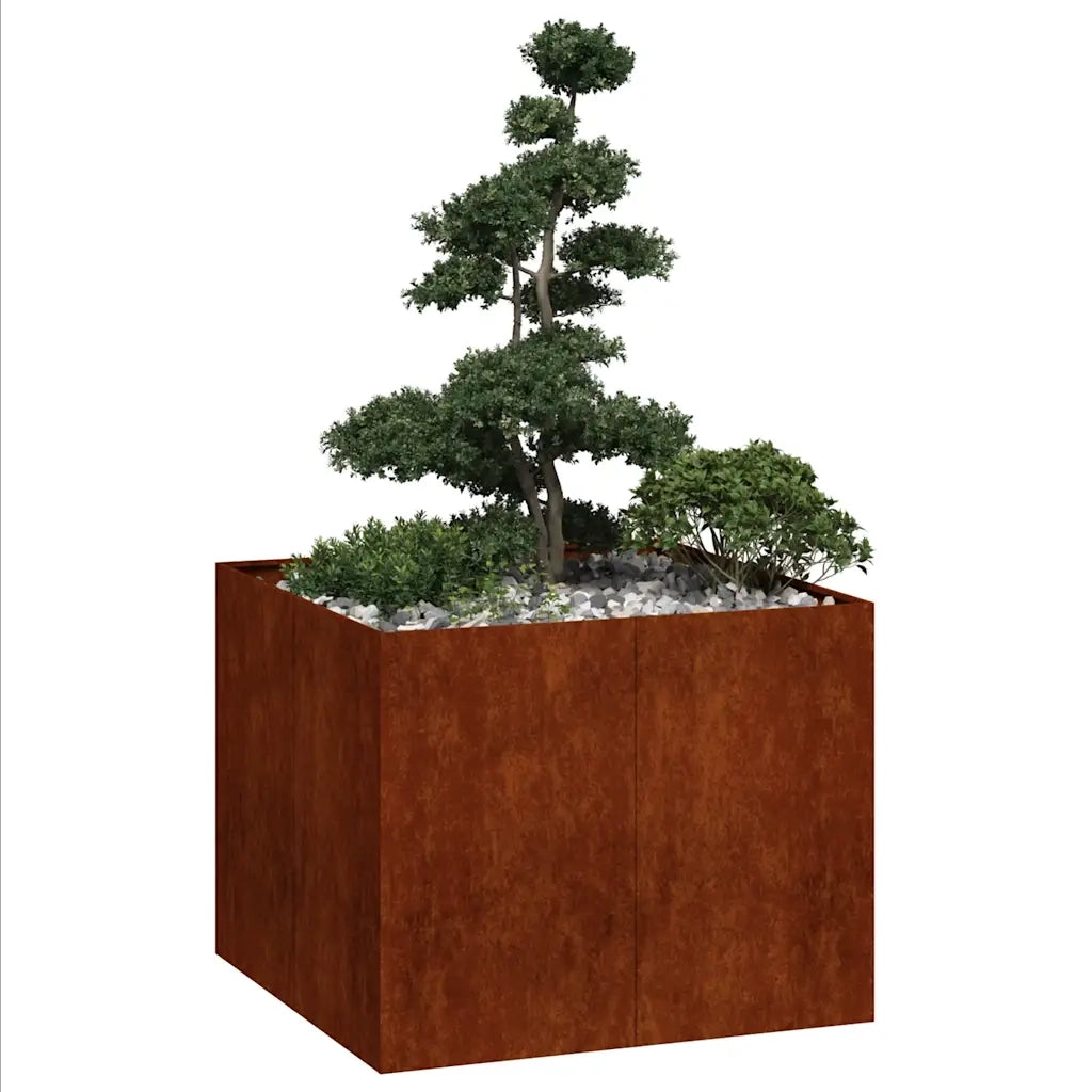 Fioriera Arrugginita 100x100x80 cm in Acciaio Corten 860828