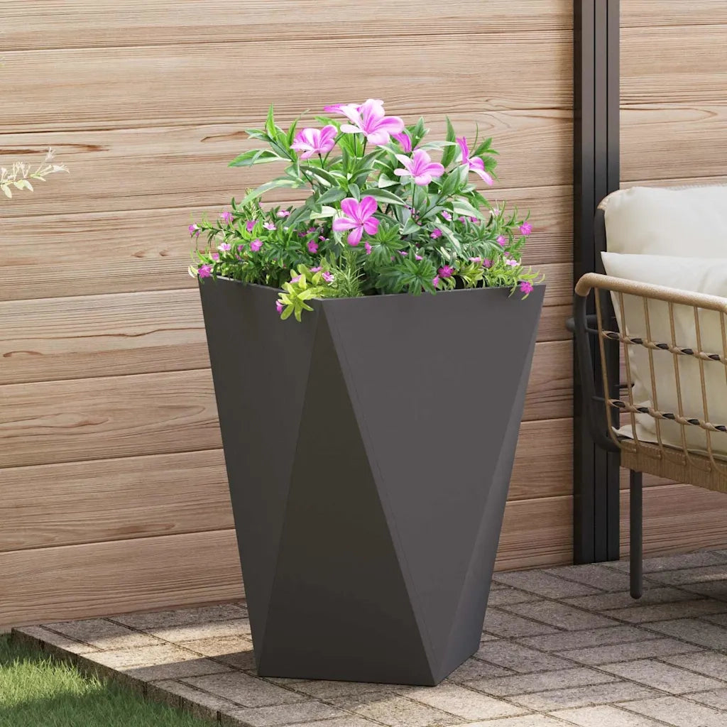 Fioriera-Vaso da Esterno-Contenitore per Piante Nero 50 x 50 x 75 cm Acciaio