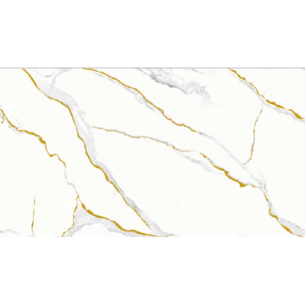 Trade Shop - Pannello Adesivo Effetto Marmo Bianco Striature Oro 120x300cm Pareti Paraschizzi Stanza -