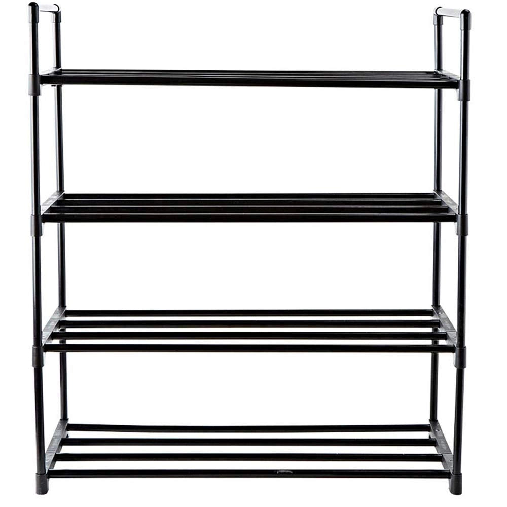 Scarpiera Slim Salvaspazio 4 Ripiani in Acciaio Ingresso Casa 65x30x74cm Nero