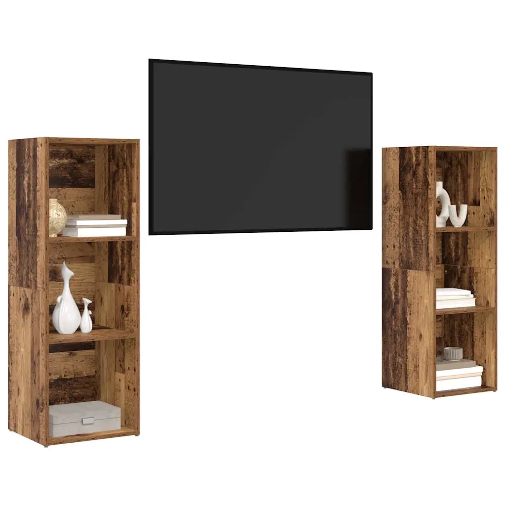 vidaXL Set mobile TV 2 pcs Legno vecchio 107 x 35 x 37 cm