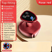 Elettroborstello massaggi universale per tutto il corpo, 9 livelli di massaggi, gua sha, strumento massaggi, adatto per gambe, braccia e addome, macchina per la formazione del corpo, versione rossa ricaricabile
