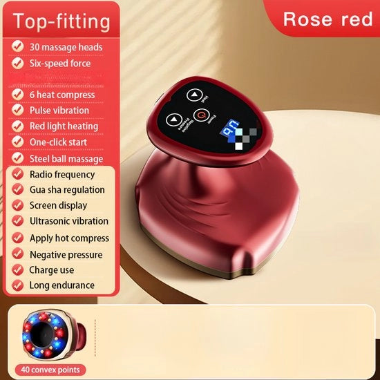 Elettroborstello massaggi universale per tutto il corpo, 9 livelli di massaggi, gua sha, strumento massaggi, adatto per gambe, braccia e addome, macchina per la formazione del corpo, versione rossa ricaricabile
