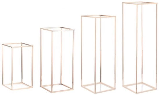 Set di 4 colonne per piante - Colonne - Pilastri - Set - Decorazione per matrimoni - Decorazione per festeggiamenti - Decorazione per occasioni speciali - Gesso - 100 x 31 - 80 x 28 - 60 x 25 - 40 x 22 cm.