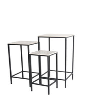 SET 3 TAVOLINI DECORATIVI A COLONNA QUADRATI 30X71H/25X61H/20X51H CM TOP BIANCO